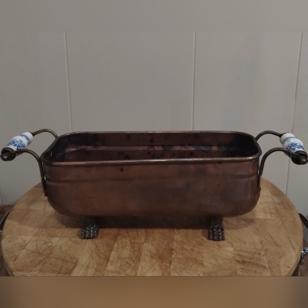 Vintage Copper Planter with  Brass Claw Feet